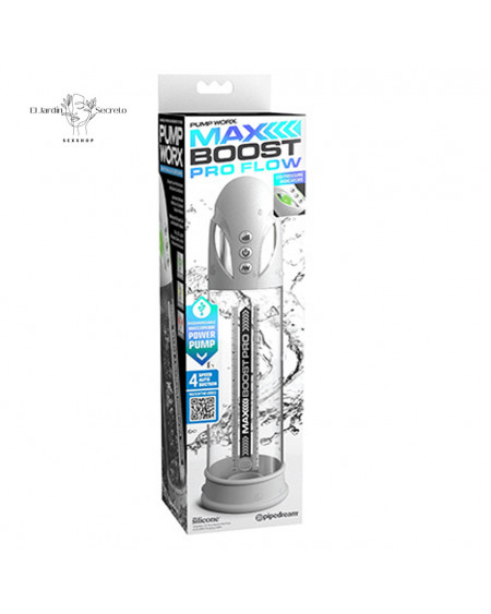 Bomba de Succión eléctrica para pene Max Boost Pro Flow White Pipedream