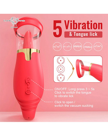 Lengua Vibrador y succionador para clítoris Monica Licking Vibrator Pink Sex Toys