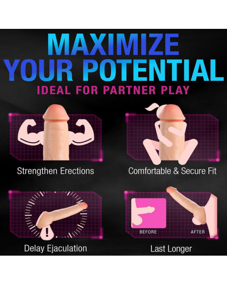 Funda y Extensión Intrepid Extends para tu pene con anillo 25cm Blush