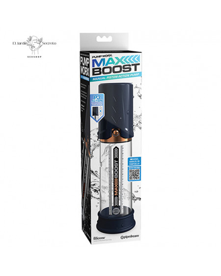 Bomba de Succión para pene Max Boost Blue Clear Pipedream