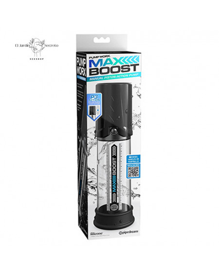 Bomba de Succión para pene Max Boost Black Clear Pipedream