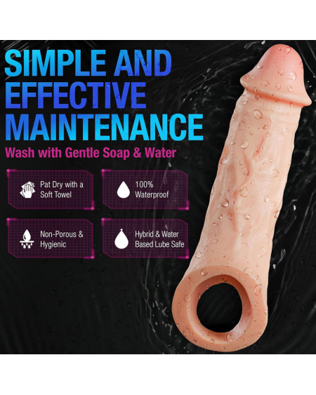 Funda y Extensión Intrepid Extends para tu pene con anillo 25cm Blush