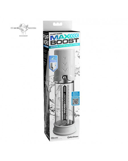 Bomba de Succión para pene Max Boost White Clear Pipedream