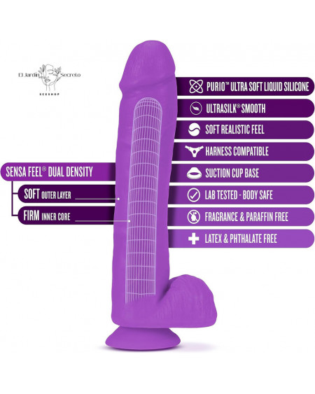 Dildo Consolador 29cm Silicon Dual Density Cock with Balls Purple Blush