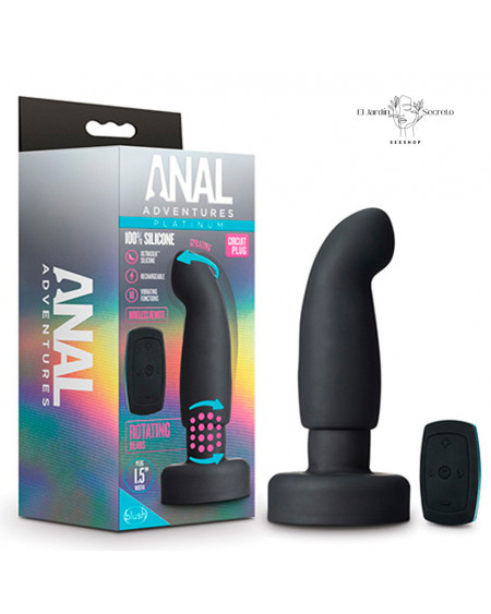 Plug Anal Curvo 15 cm con giro y Vibración Circuit Plug Black Blush