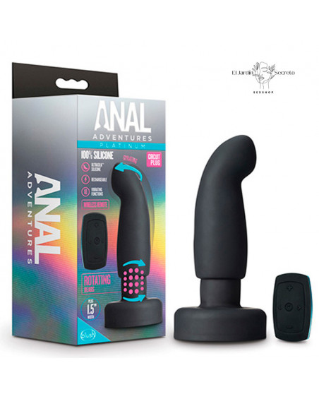 Plug Anal Curvo 15 cm con giro y Vibración Circuit Plug Black Blush