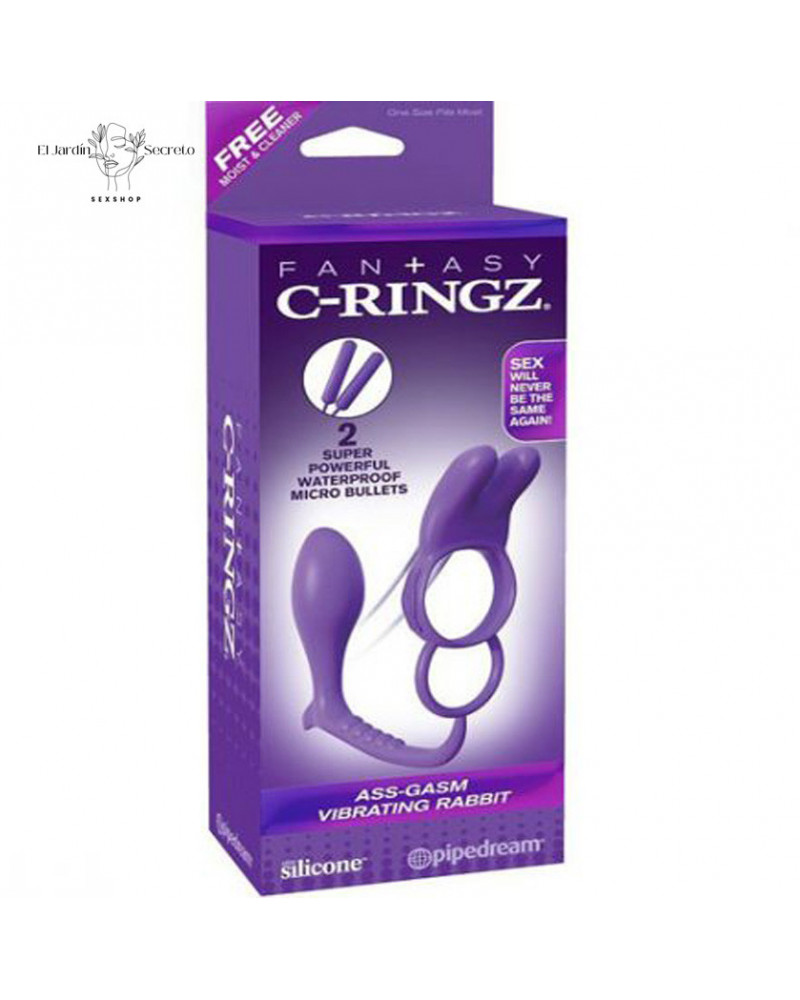 Anillo Para Pene vibrador clítoris y plug anal Ass Gasm Vibrating Rabbit Pipedream