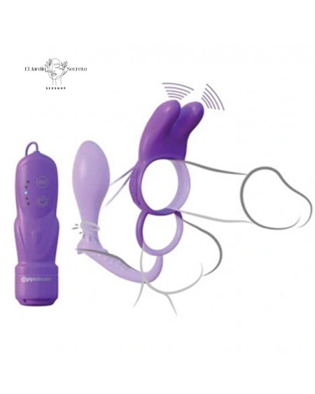 Anillo Para Pene vibrador clítoris y plug anal Ass Gasm Vibrating Rabbit Pipedream