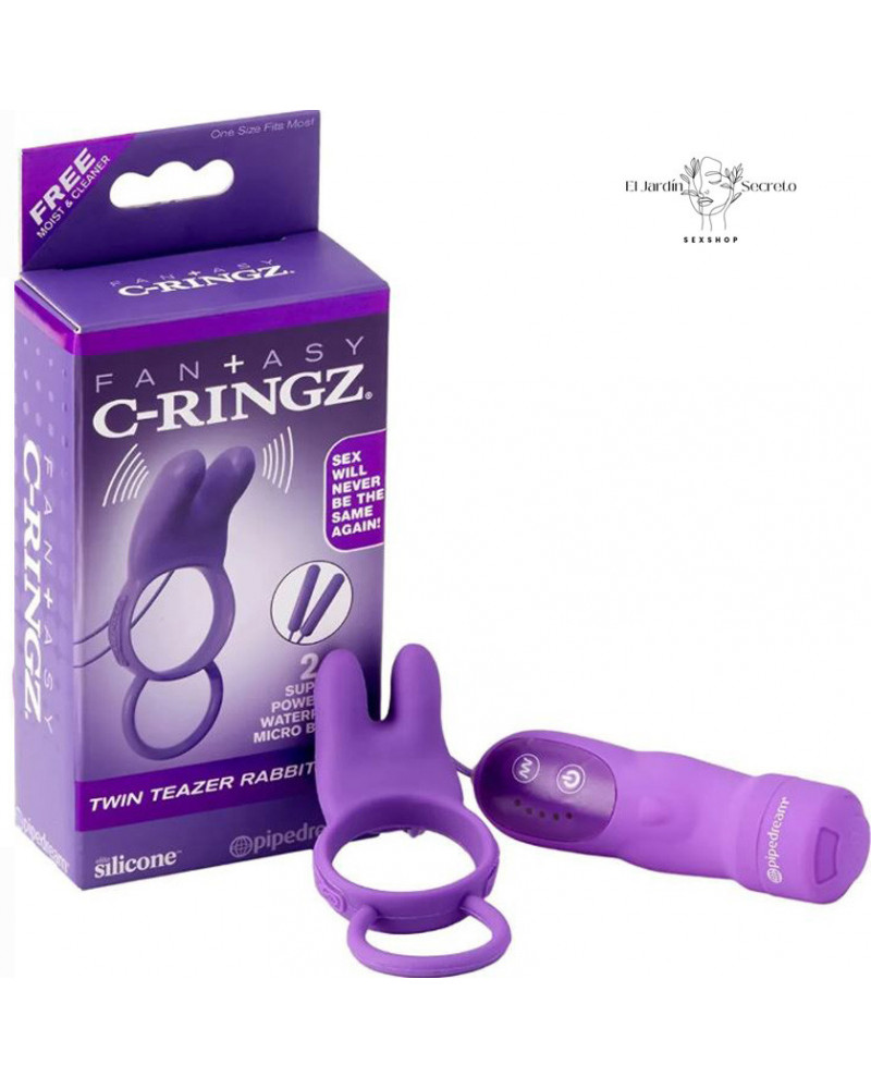 Anillo Para Pene con Vibrador clítoris Twin Teazer Rabbit Ring Pipedream