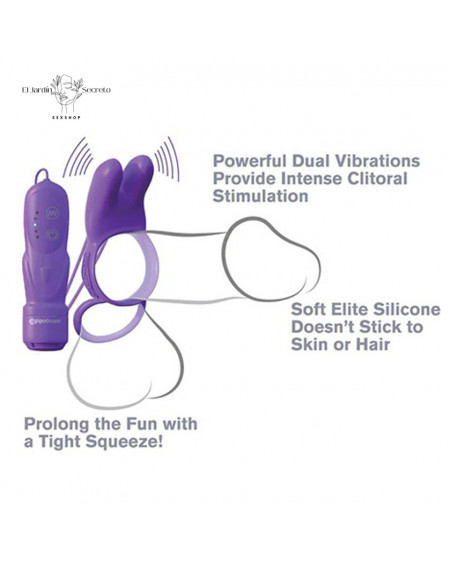 Anillo Para Pene con Vibrador clítoris Twin Teazer Rabbit Ring Pipedream